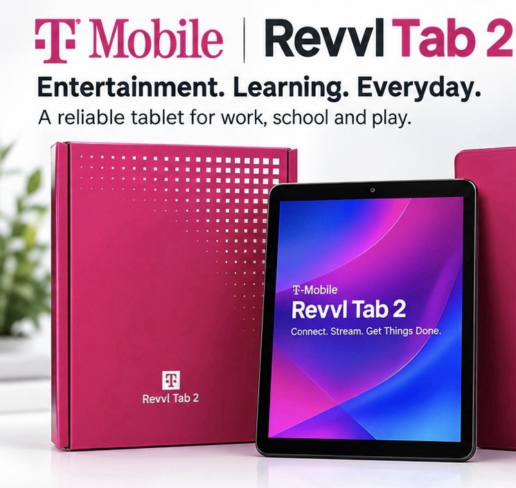 New T-Mobile Revvl Tab 2 5G - 64GB - Black - WiFi Use Only