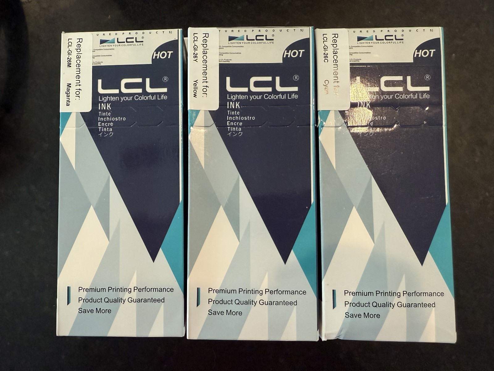 LCL ink cartridge GI-26 4 Pack Cyan, Magenta, Yellow, And Black