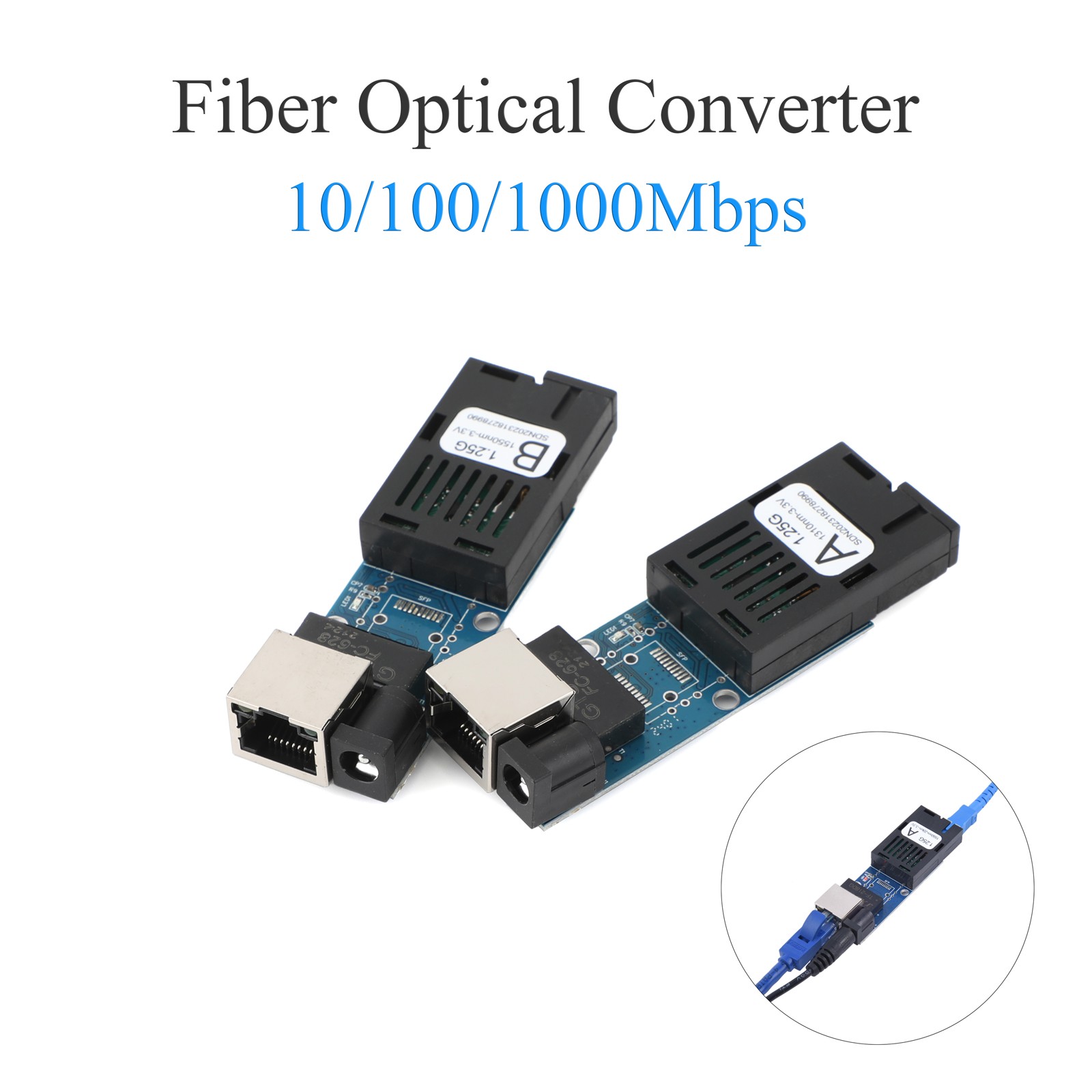 1Pair Mini Gigabit Fiber Optical Media Converter Single Mode 3Km UPC/APC SC-Port