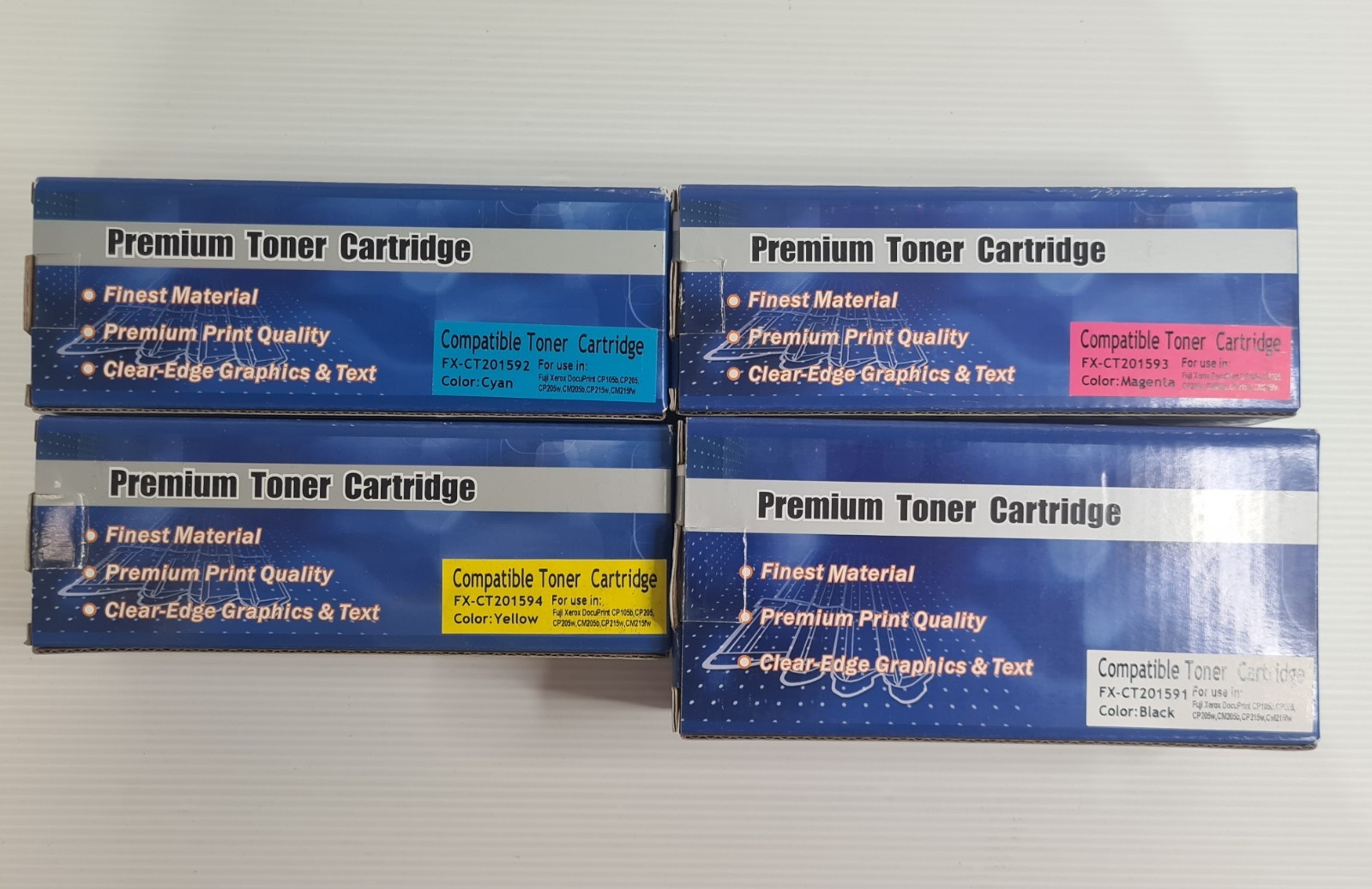 4X Compatible Fuji Xerox CT201591 CT201594 Toner Set CP105b CP205 CM215