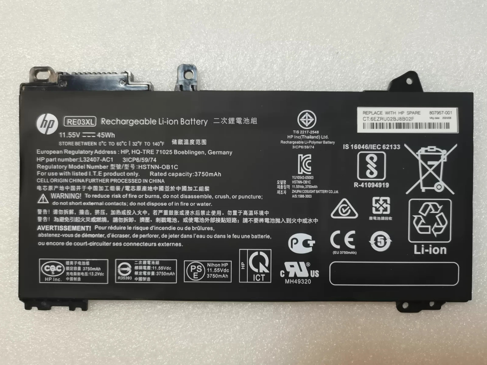 NEW Genuine OEM 45WH RE03XL Battery For HP ProBook 430 440 445 450 455 455R G6