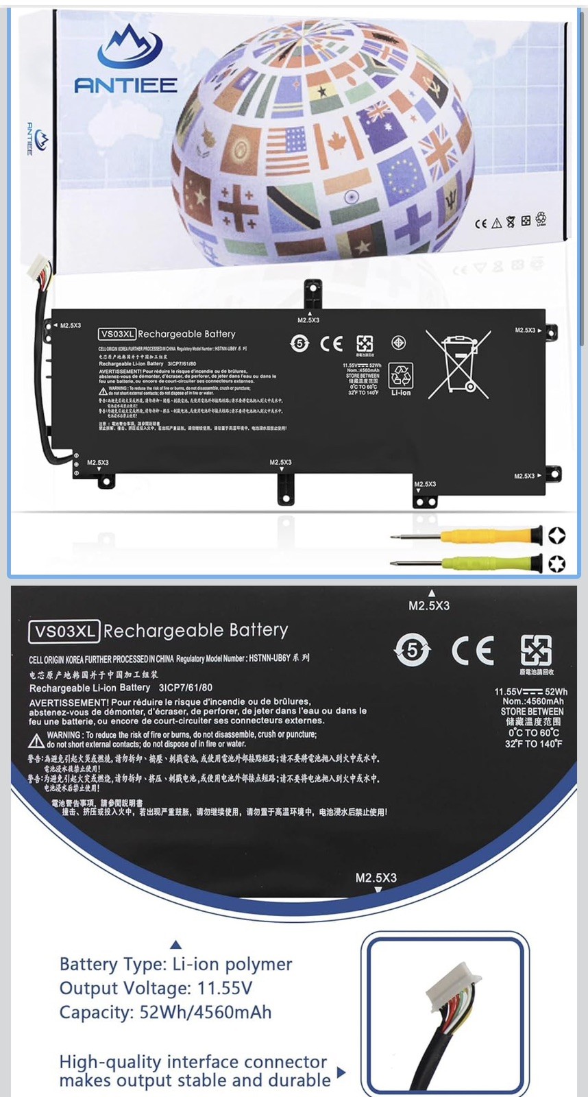 REPLACEMENT VS03XL 849313-856 BATTERY FOR HP ENVY 15-AS, ENVY 15T-AS 11.55V 52WH