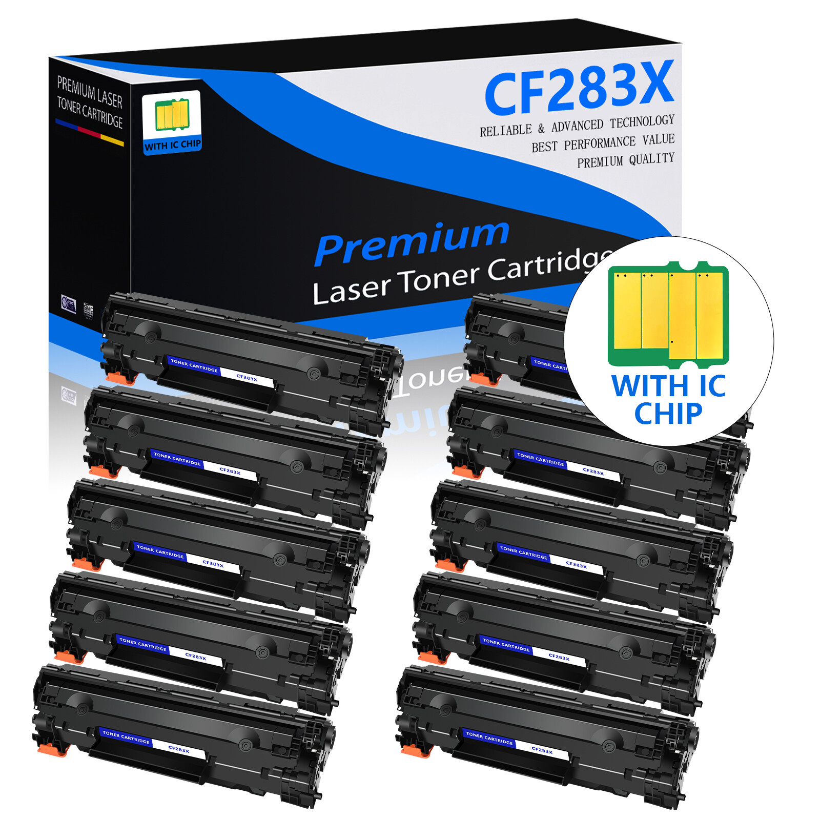 10PK CF283X 83X Toner Cartridge for HP LaserJet Pro M201n M201dw MFP M225dw