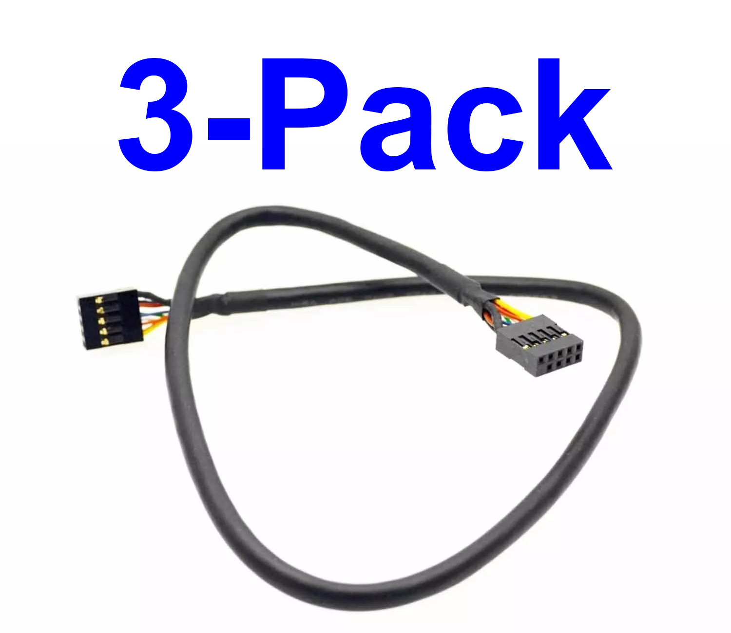 USB 2.0 Internal Motherboard Header Cable USB 9pin Female to Female (3-Pack)