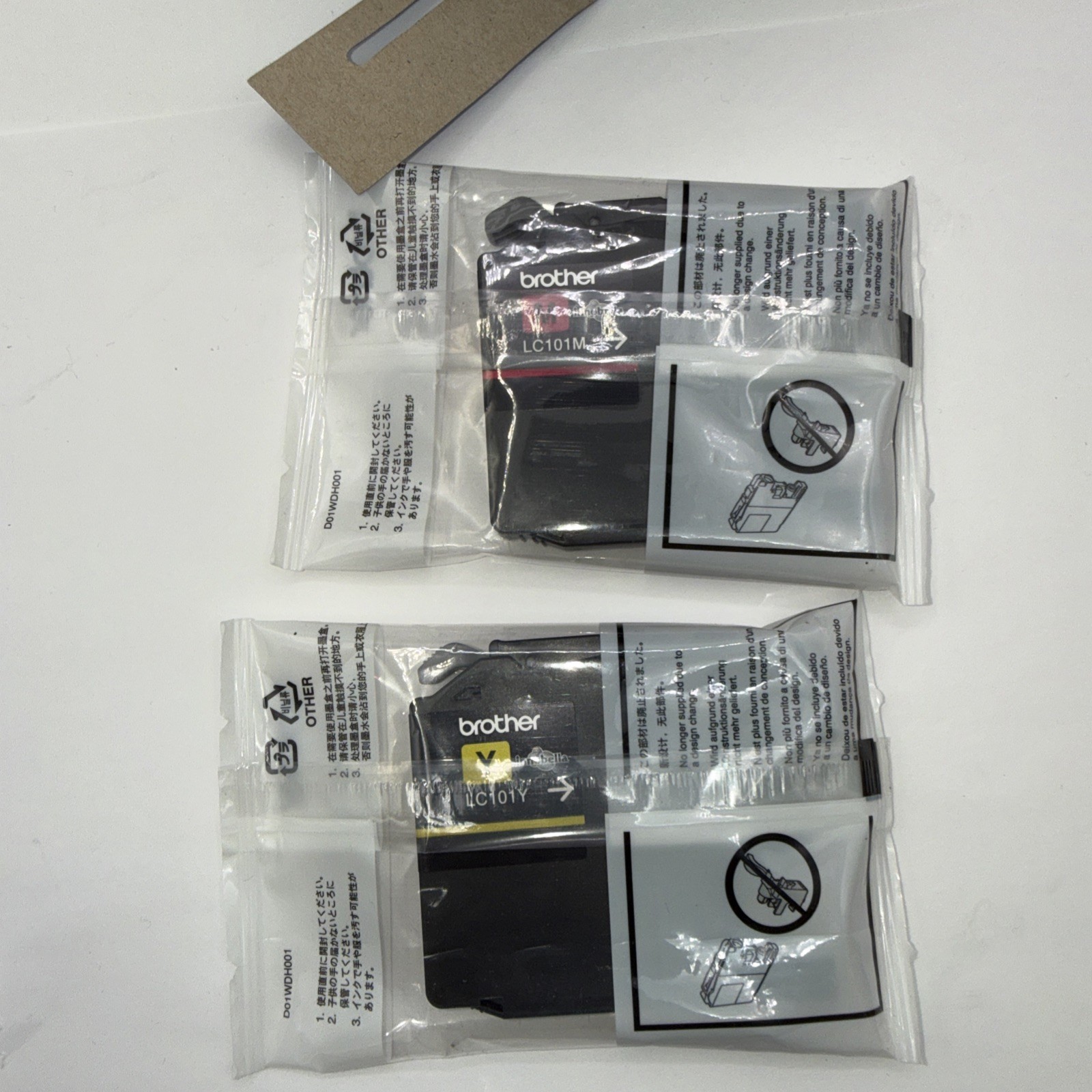 2 Pack Genuine Brother LC-101 CL Color Ink Cartridges Magenta - Yellow 3/27
