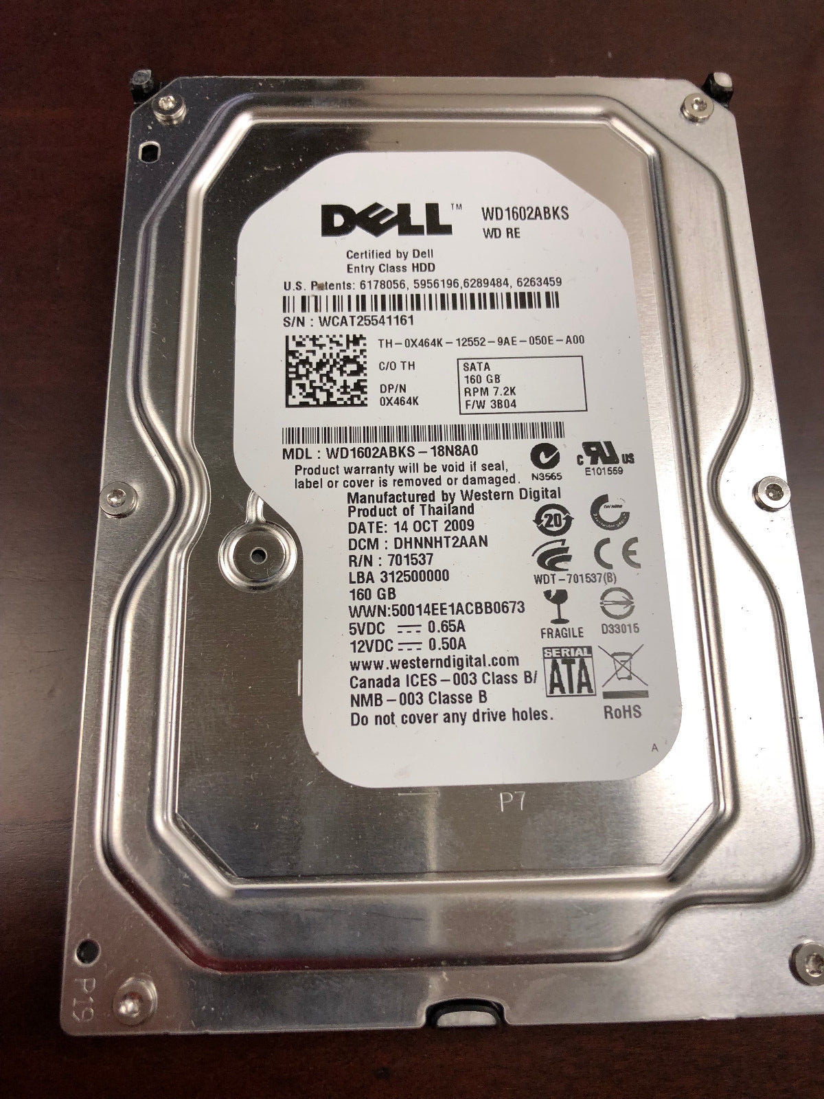 Dell WD1602ABKS 3.5" 160GB SATA Hard Drive X464K