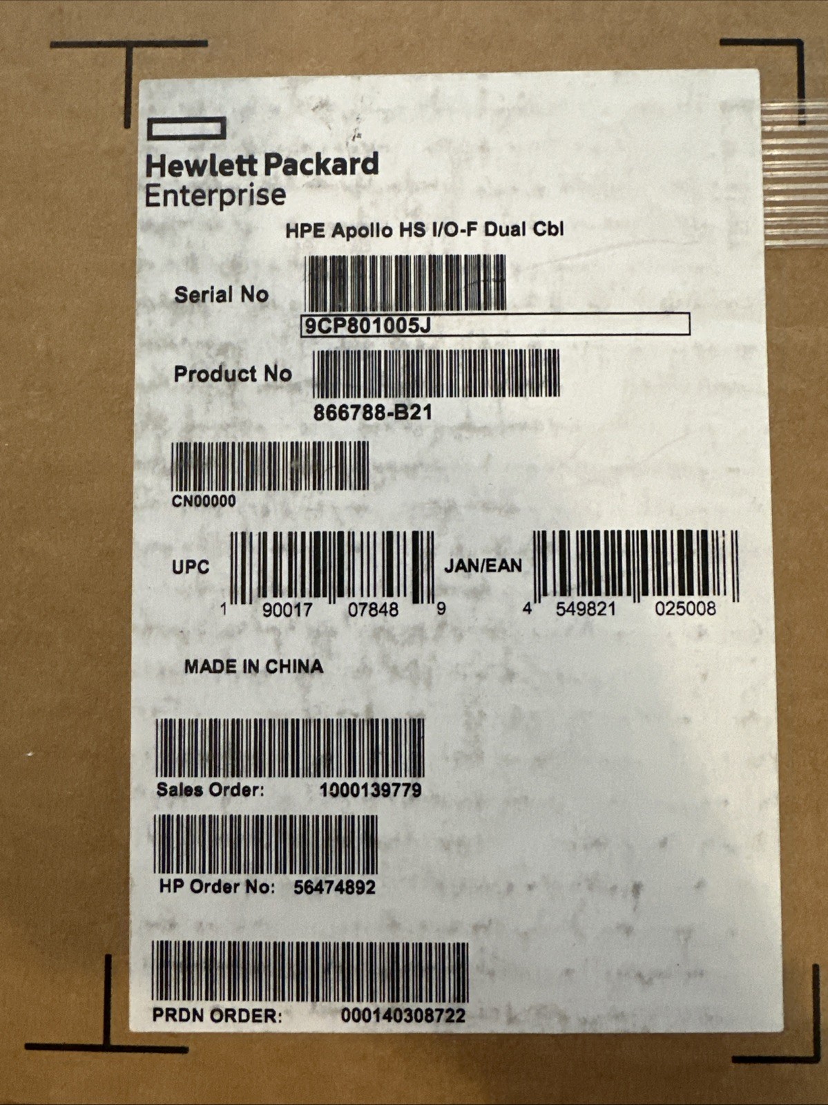 HP  866788-B21 HPE Apollo HS I/O-F Dual Cable