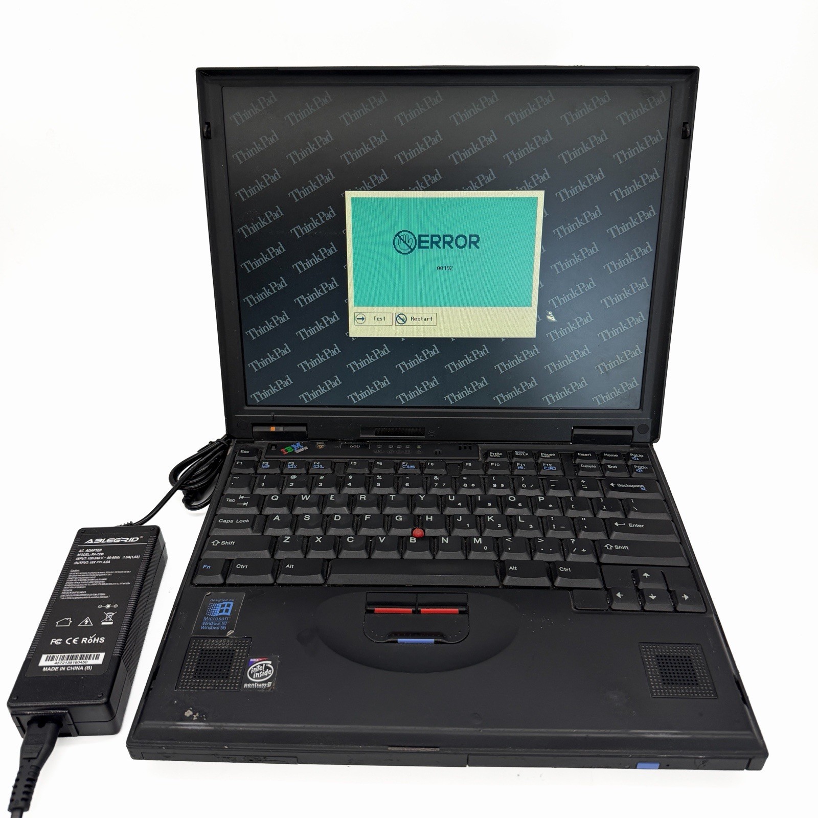 IBM ThinkPad 600 Vintage Laptop Pentium II Boots Error 00192 Parts Repair