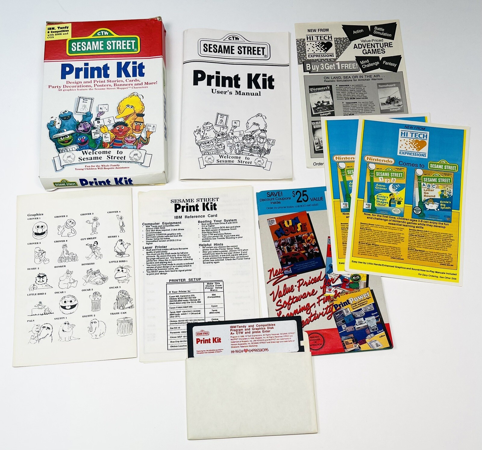 VTG 1989 Sesame Street PRINT KIT Design Software IBM Tandy w/ 256K and CGA