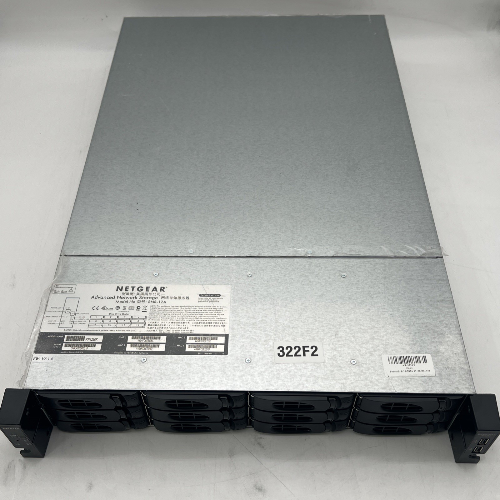 NETGEAR RNR-12A RN4220S NAS 4220 12-Bay Server