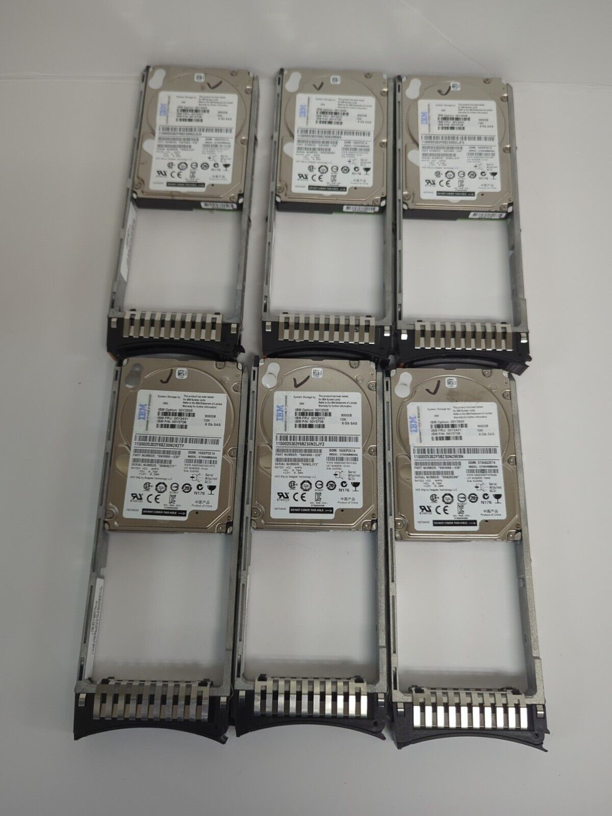 6x IBM 00Y2505  00Y2431 900GB 10K 6G 2.5" Hard Drive W/Caddy 00Y5708 TESTED -