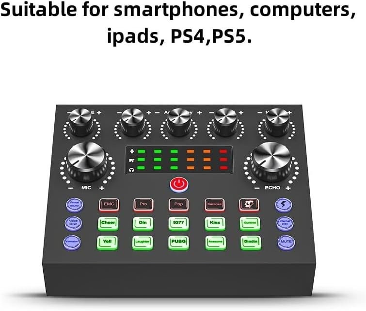 V8S Live External Sound Card Voice Changer Sound Card with Multiple Sound
