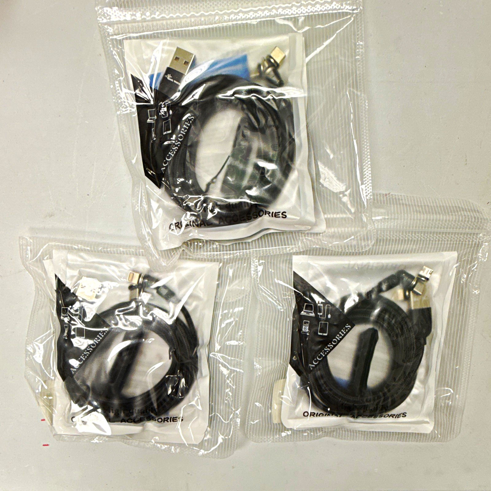 LOT OF 3. 3 in 1 magnetic fast  charging cable. USB, USB-C, I devices.