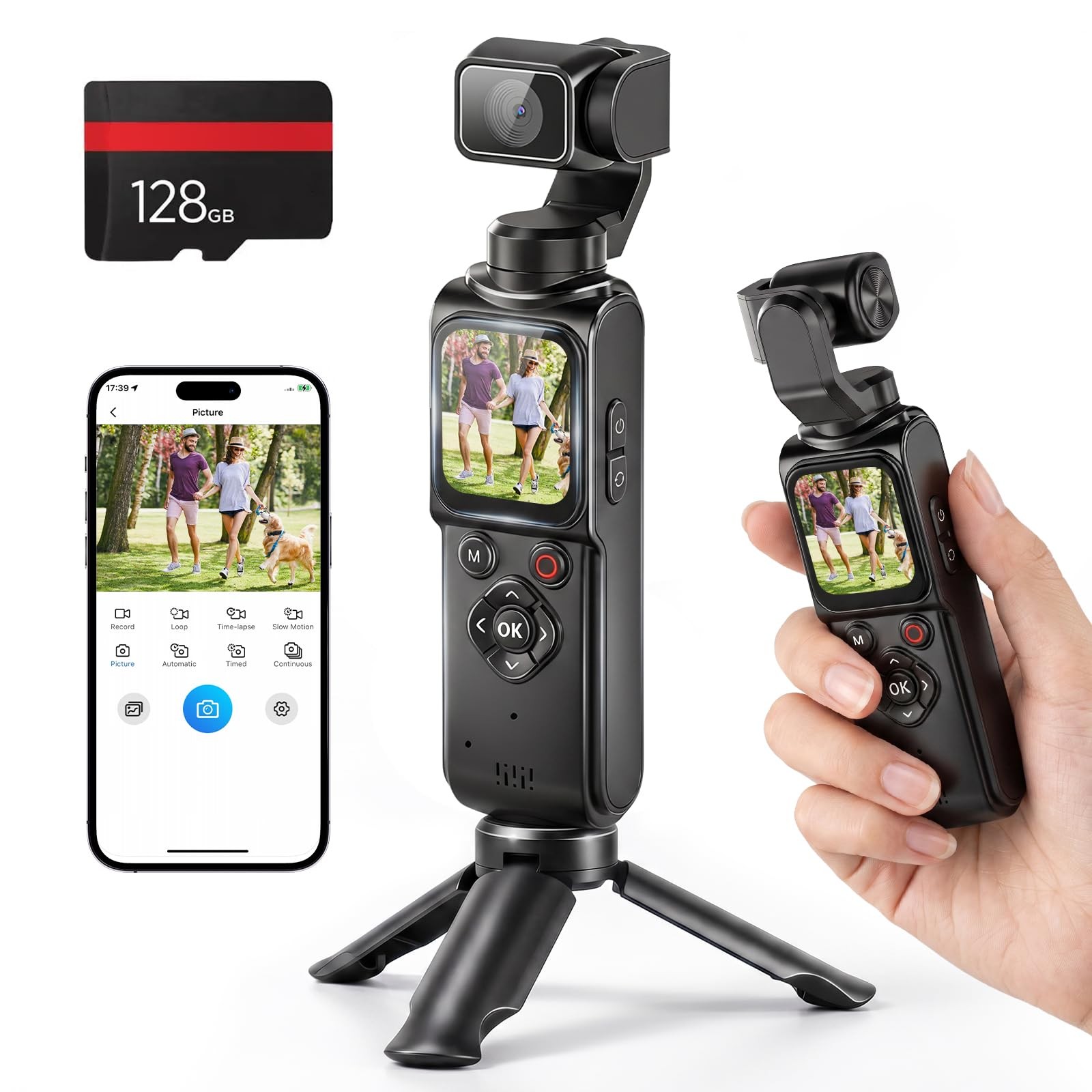 4K Vlogging Camera Portable Pocket Camera, 4K/30FPS with 75MP Photo, Black
