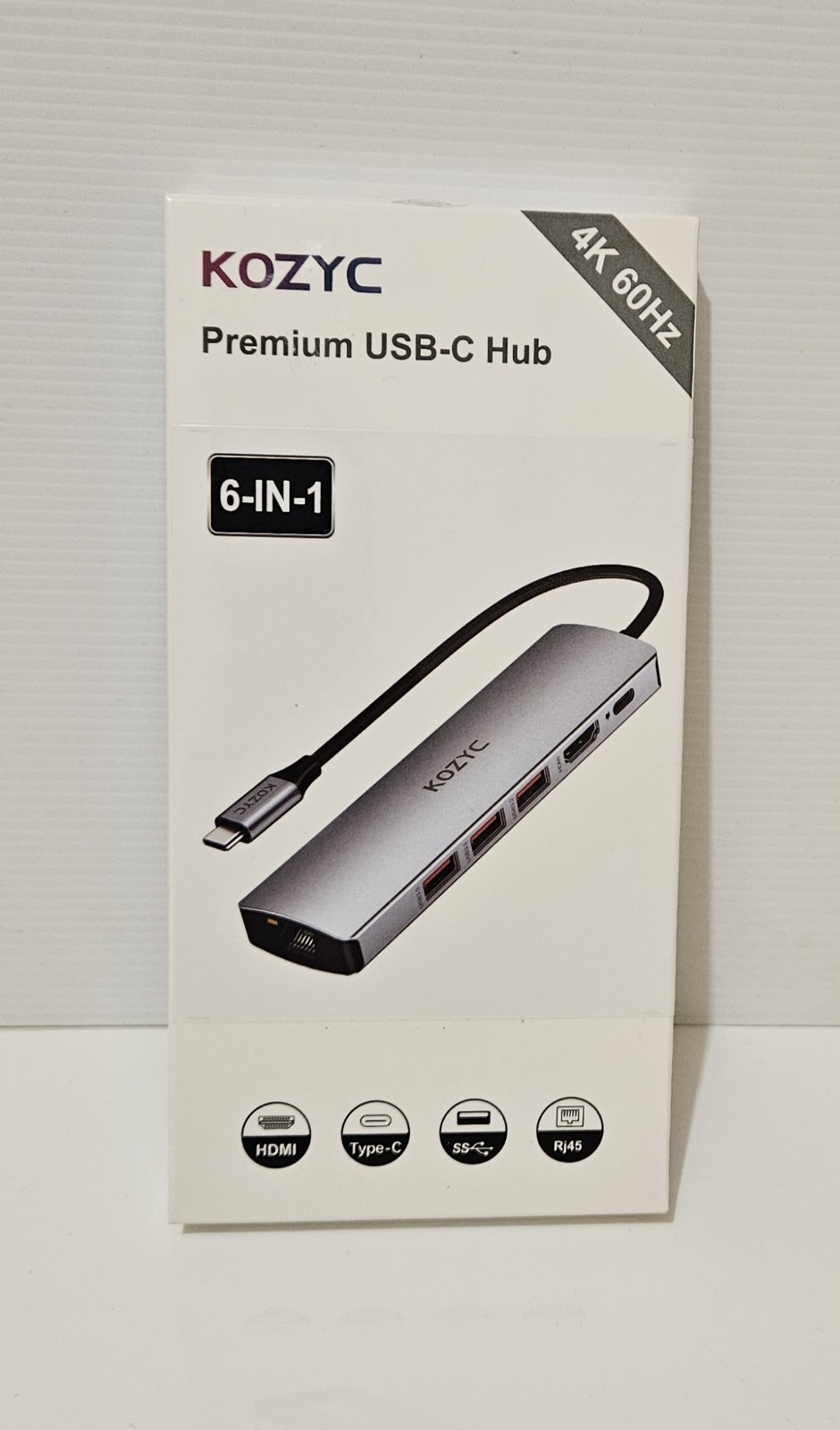 KOZYC Premium 6-in-1 USB-C Hub Adapter - 4K 60Hz HDMI, 100W PD, Gigabit Ethernet