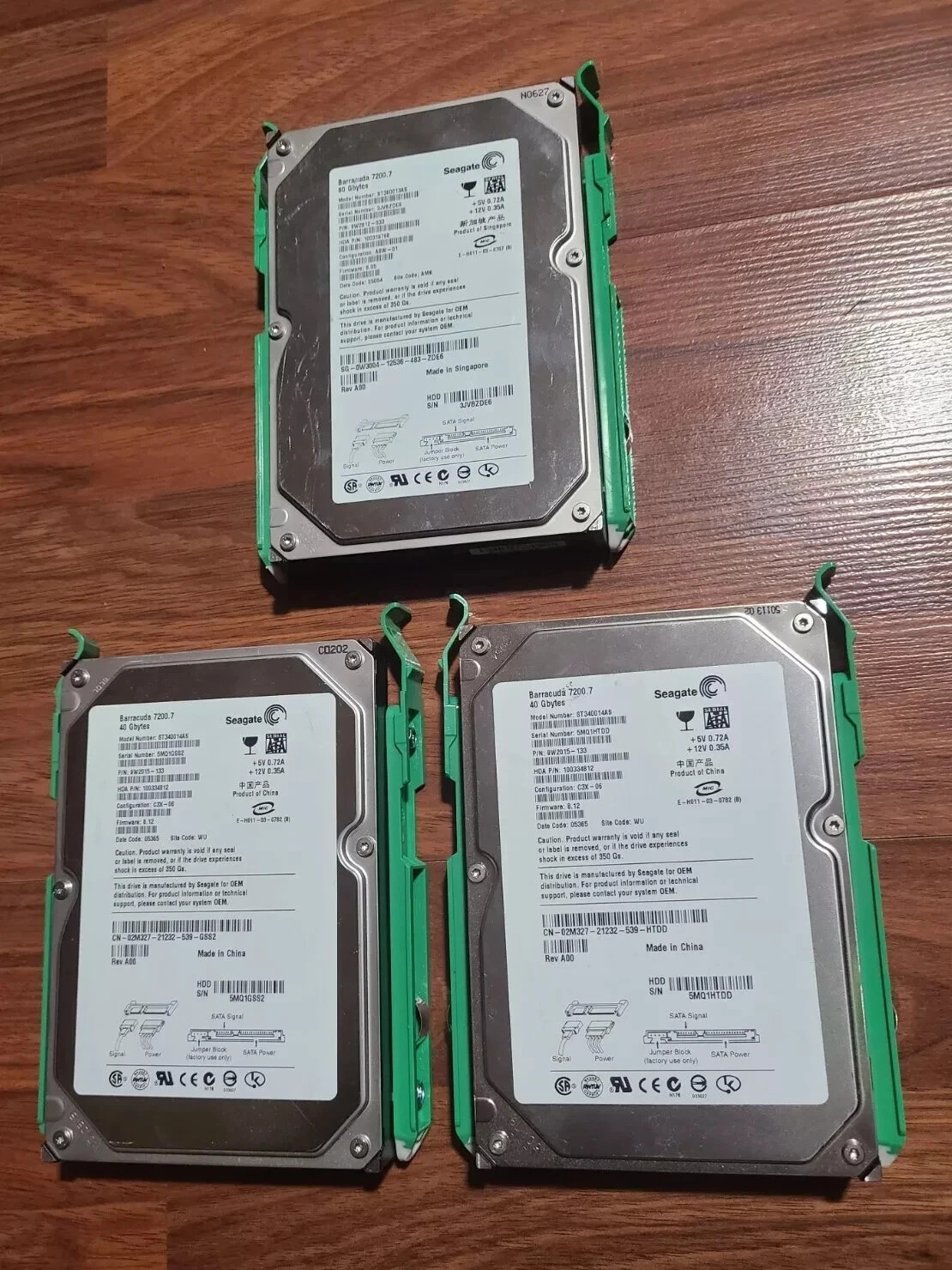 THREE Seagate Barracuda 7200.7 HDD 80GB ST380013AS +TWO 40GB ST340014AS in Caddy