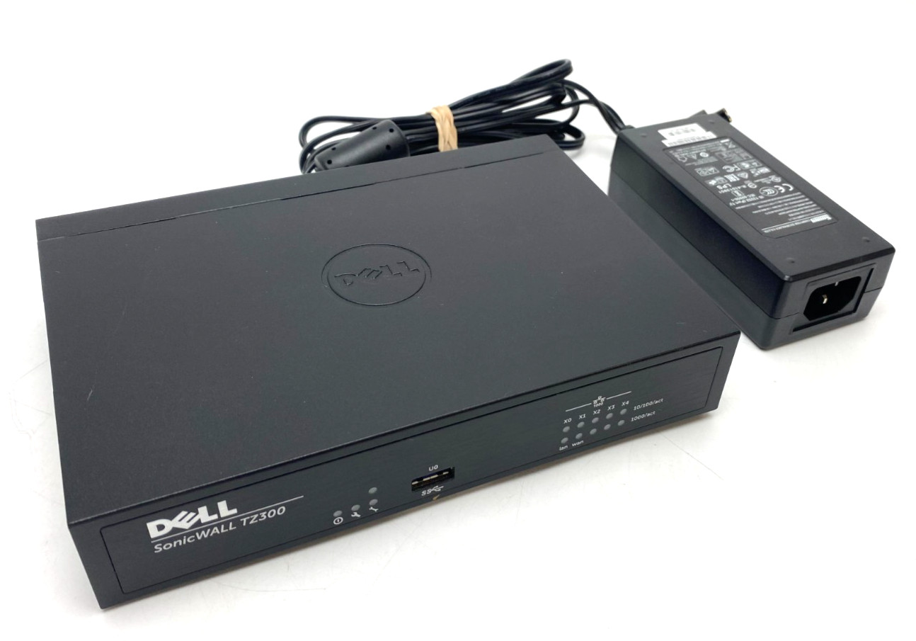 DELL SONICWALL TZ300 5-PORT NETWORK SECURITY FIREWALL APPLIANCE APL28-0B4 + ADPT