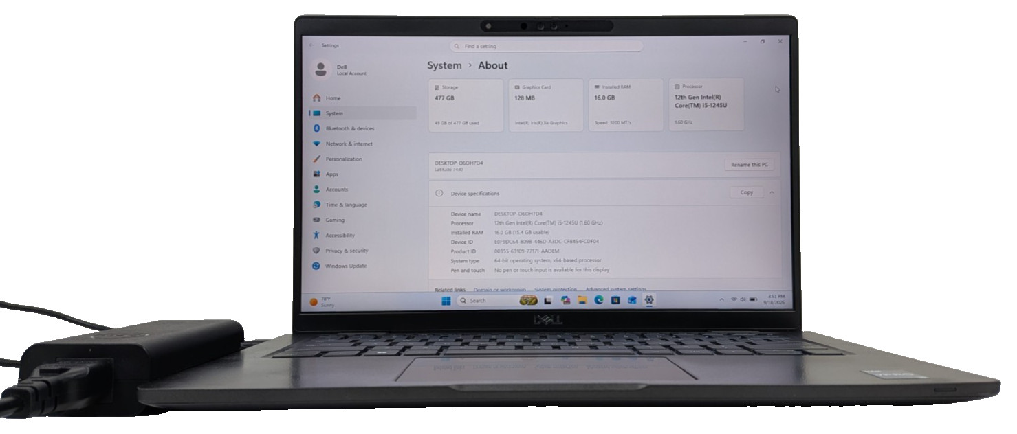Dell Latitude 7430 *10 Core* i5 12th Gen 16GB 512GB SSD W11 *One Year Warranty*