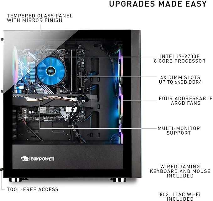 iBUYPOWER Element 9260 (i7-9700F 3.0Ghz, GeForce GTX 1660 Ti 6GB, 16GB DDR4,...