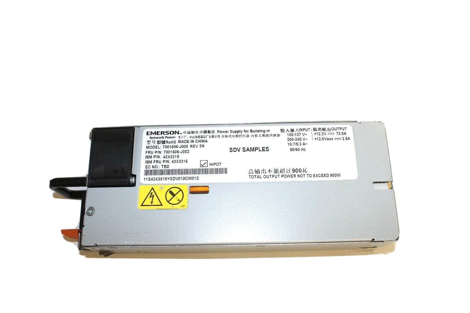 43X3316 IBM 900W 80+ PLATINUM X3650 M4 PSU 94Y5973 94Y6667 88Y7431 7001606-J002
