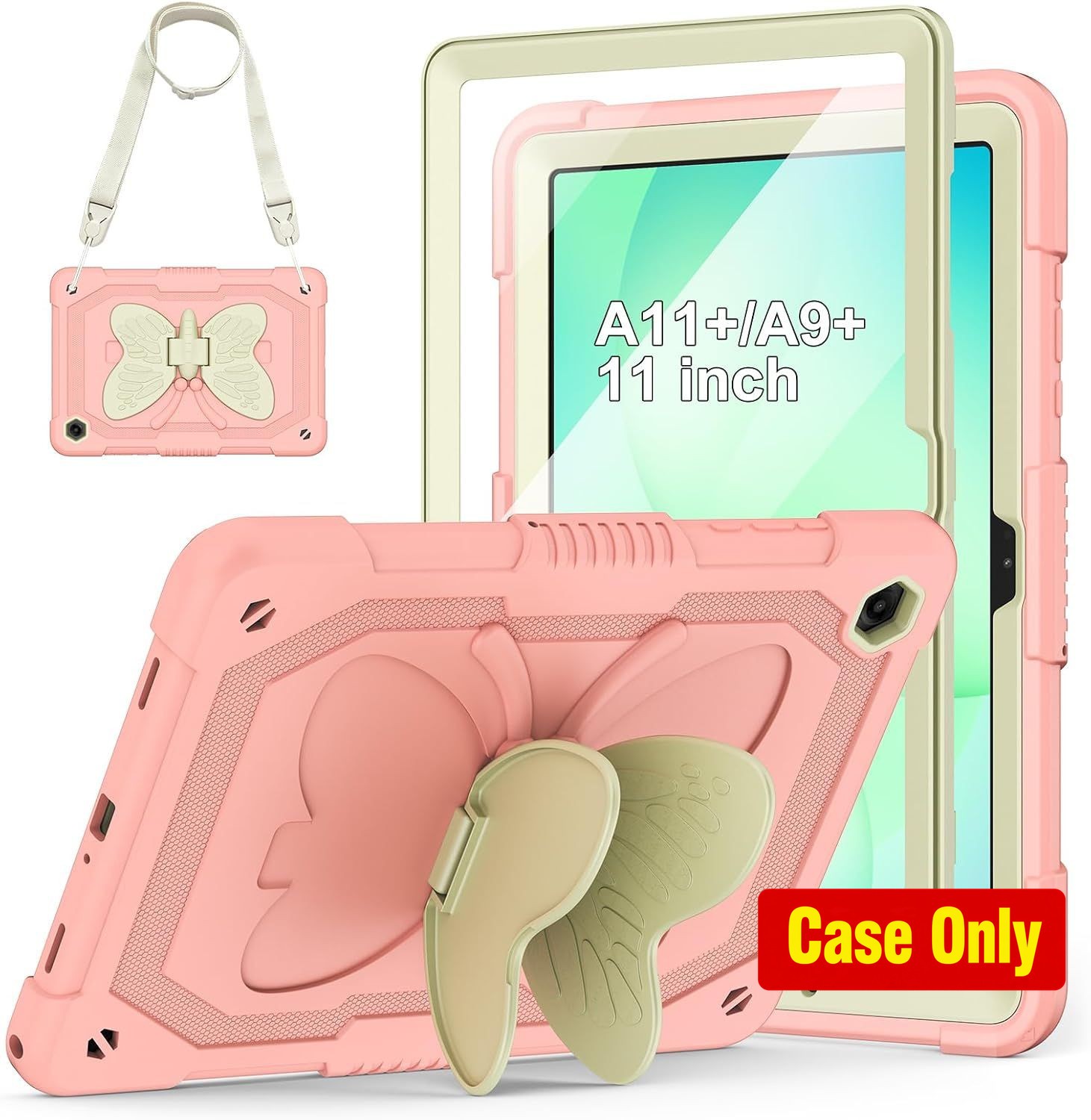 Cover for Tab A11+/A9+ 11 inch 2025/2023, Shockproof, Butterfly Stand, Pink