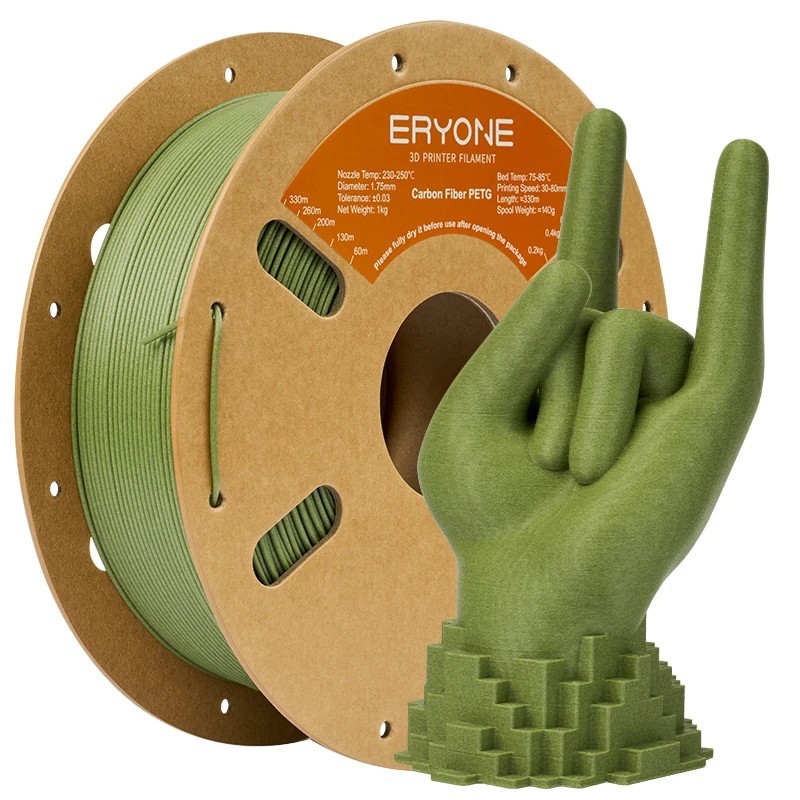 ERYONE 1KG PETG-CF Filament Carbon Fiber Reinforced - PETG, LCD Compatible