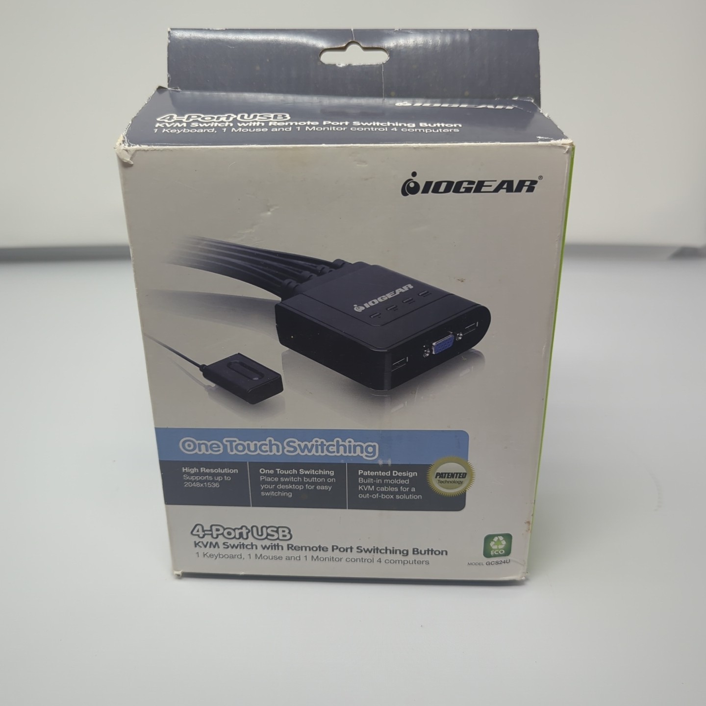 IOGEAR 4-Port USB KVM Switch with Remote Port Switching Button (GCS24U)