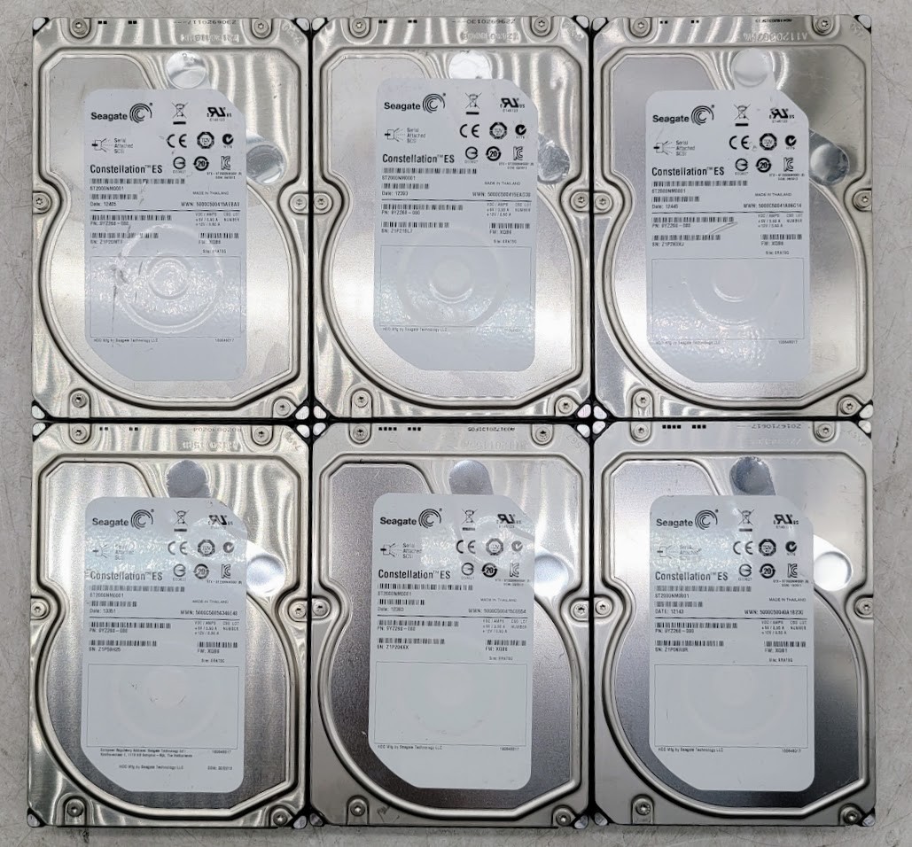 SAS-Lot of 6 ST2000NM0001 SEAGATE 2TB 3.5'' SAS SERVER Hard DRIVE 