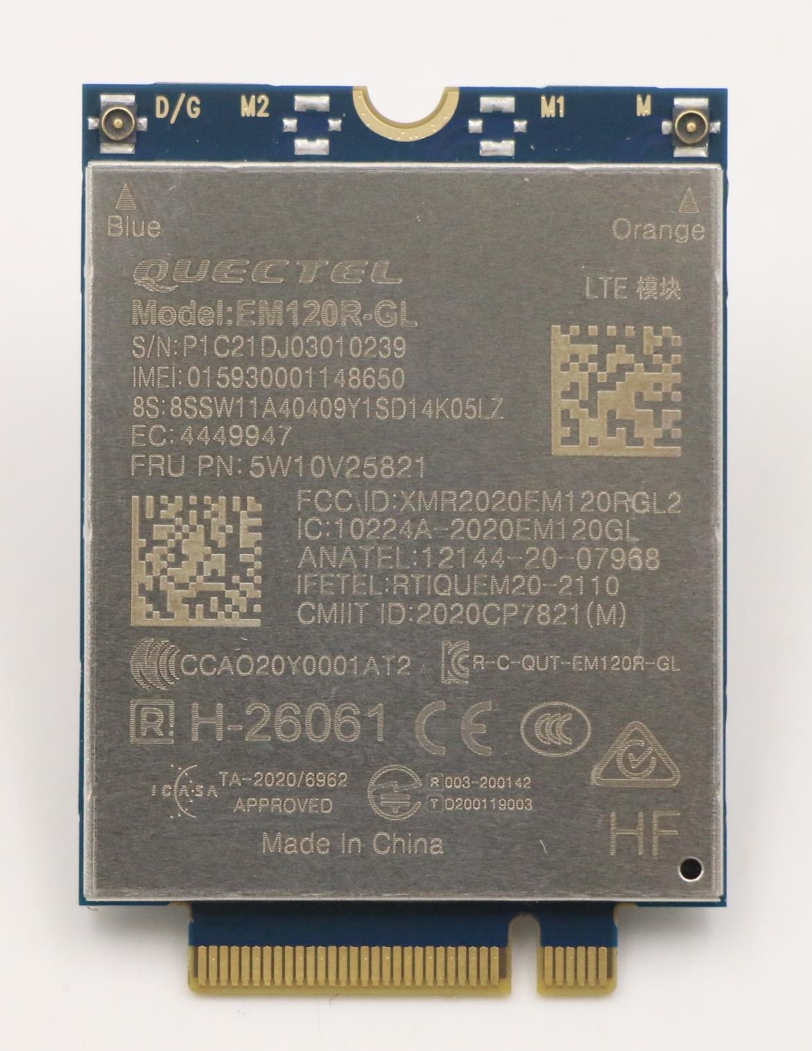 5W10V25821 - Lenovo Quectel SDX24 EM120R-GL 4G LTE CAT12 PCIE WWAN module