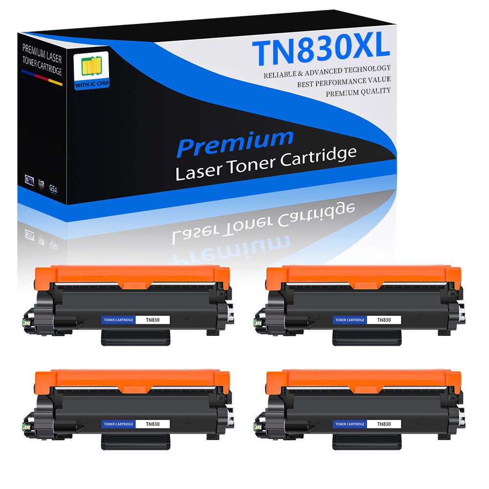 4PK TN830XL High Yield Black Toner Cartridge for Brother HL-L2460DW DCP-L2647DW