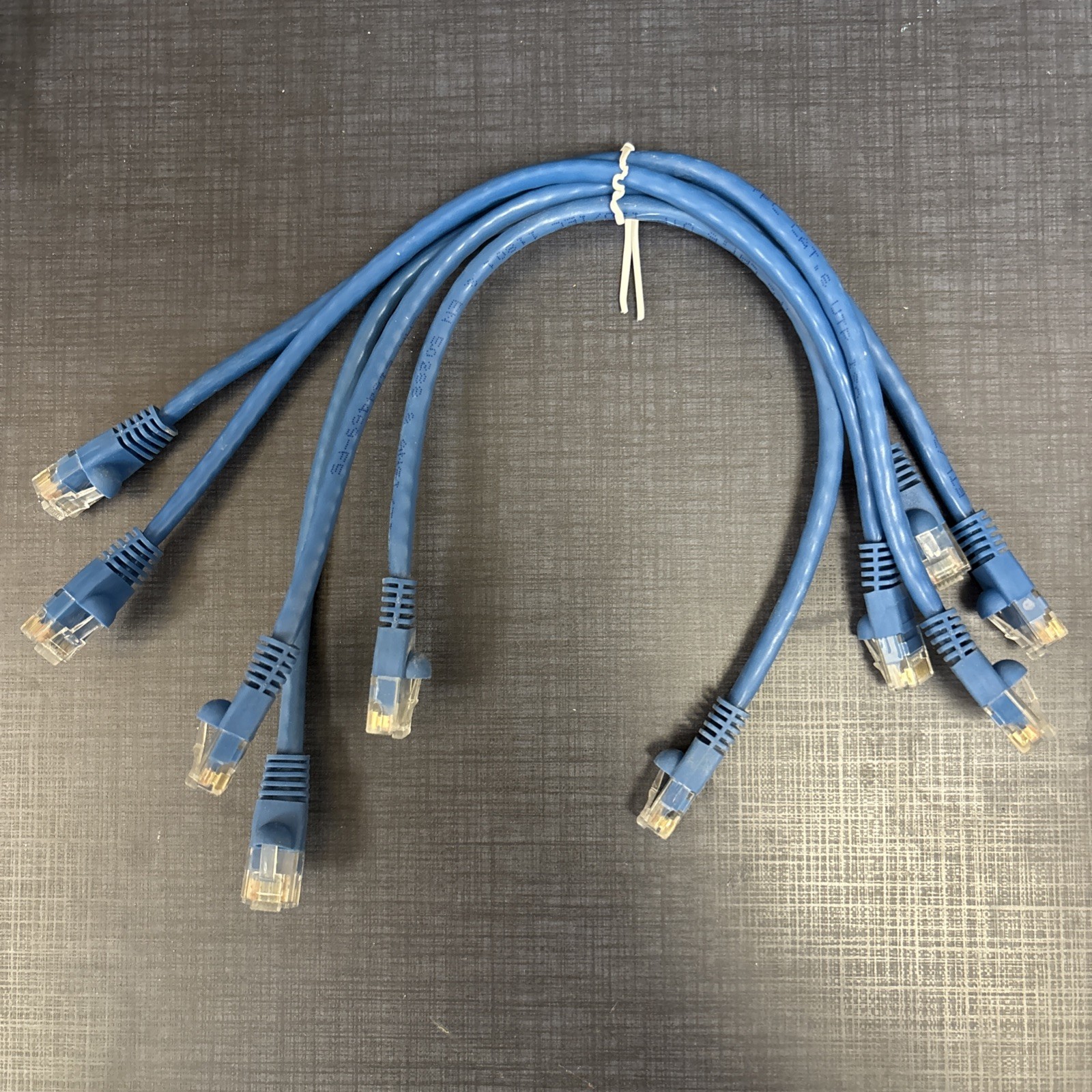 Lot of 5 Cat5e Ethernet Patch Cables Blue Short Network Cable Bundle