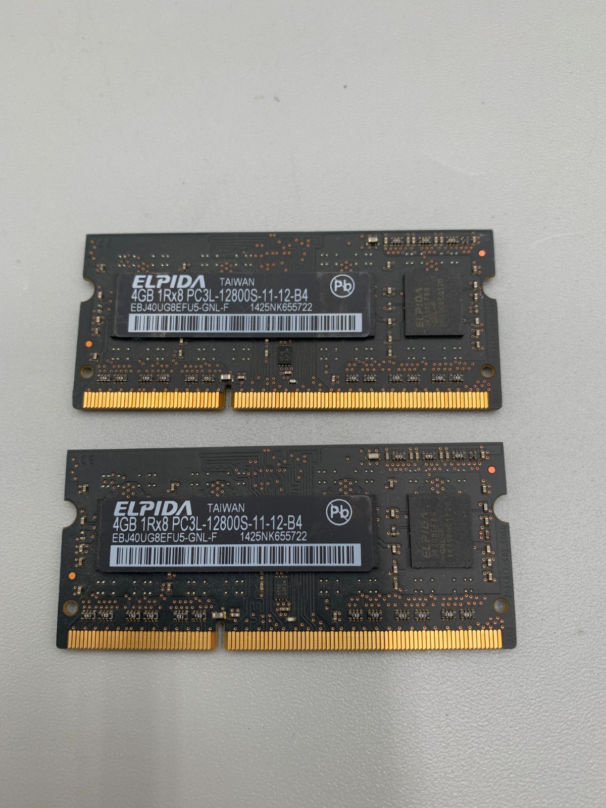 Lot Of 2 Elpida DDR3 4GB (2 x 4GB = 8GB) PC3 12800Mhz RAM Memory Black Excellent