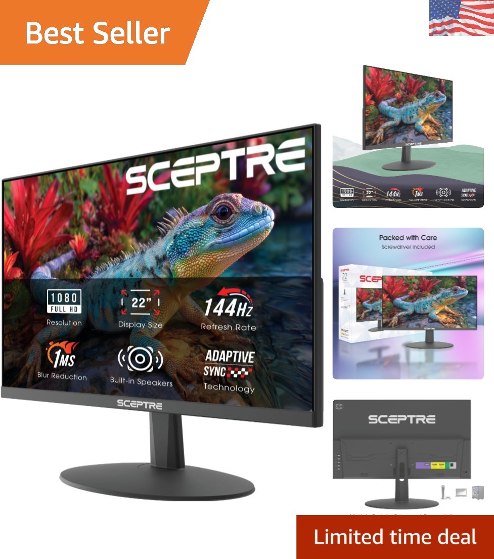 High-Performance 22-Inch Gaming Monitor: 144Hz, Built-In Speakers, Machine Black