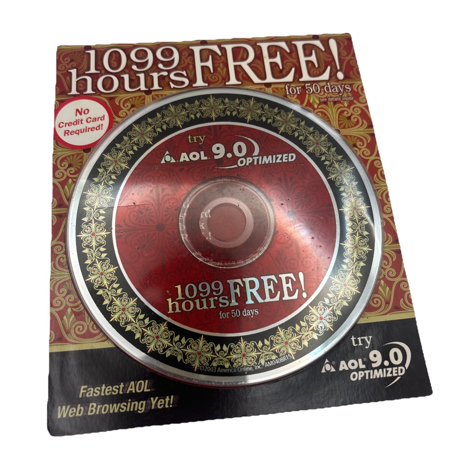 AOL 9.0 Optimized All New 1099 Hours Free For 50 Days Sealed For Show Untested