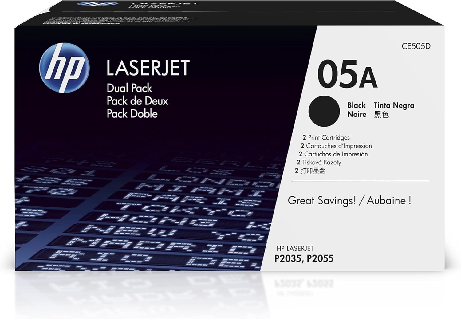 HP 05A Black Toner Cartridge 2 Pack CE505D Genuine OEM