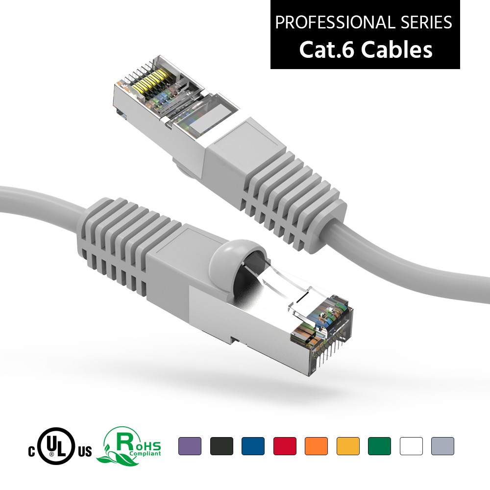 5 Pack of 50Ft CAT6 Shielded (SSTP) Ethernet Network Booted Cable 25-200 Feet Gr