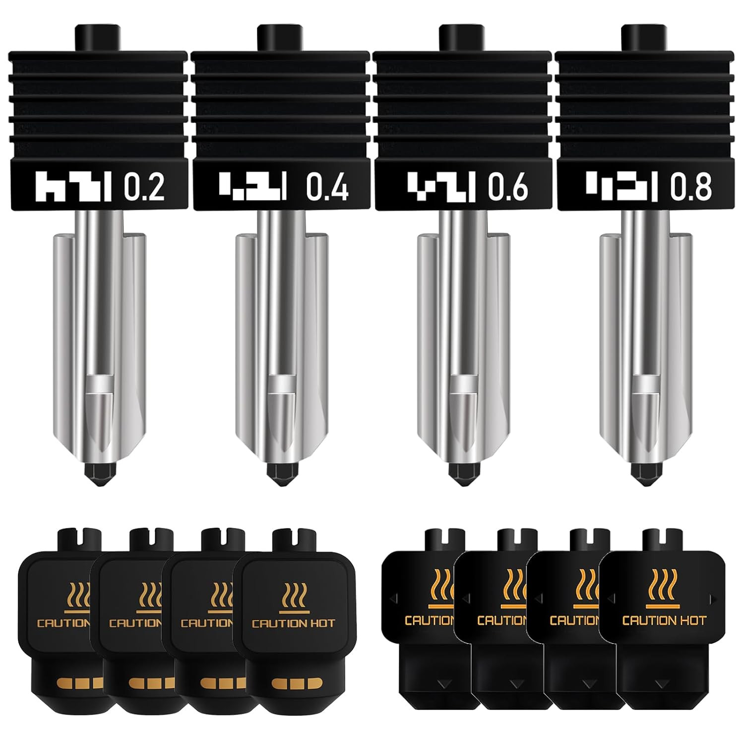 4PCS Hotend Nozzles for Bambu Lab P2S/H2S/H2D/A1 - Quick Swap Extruder Set