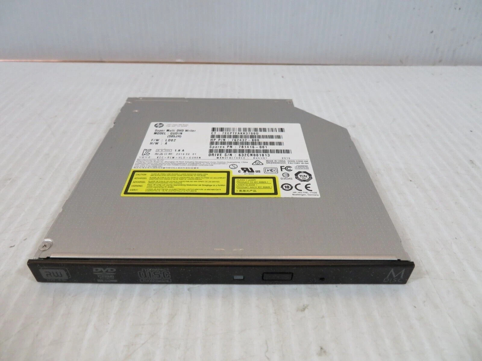 HLDS GUD0N Ultra Slim Internal DVDRW Optical Drive/ 9.5mm/ DVD Drive TESTED