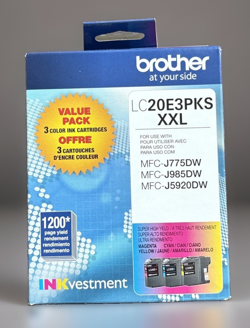 BROTHER - LC20E3PKS - SUPER HIGH CAP XXL - Cyan/Magenta/Yellow Ink - Exp. 11/27