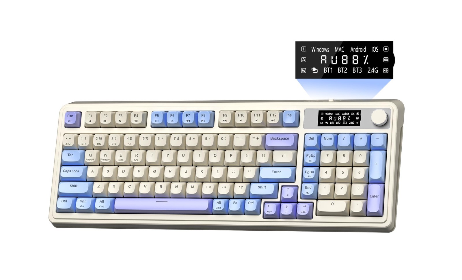 AULA S99 Pro Gaming Keyboard, Cute Creamy Keyboard with Number Pad Smart Screen,