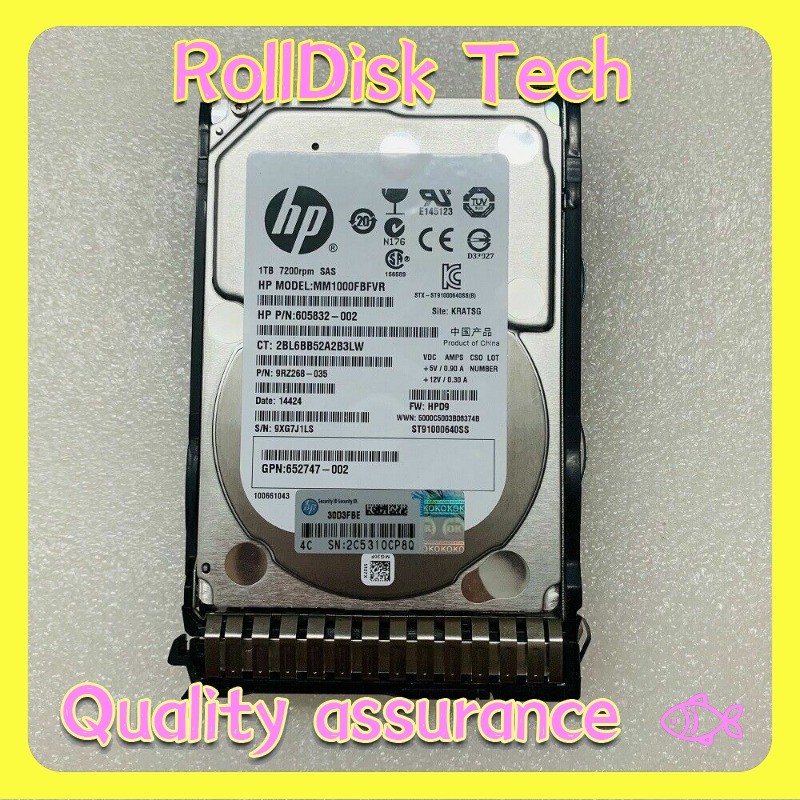 HP MM1000FBFVR 605832-002 653954-001 1TB 6G7.2K 2.5" SAS SC MDL HARD DRIVE G8/G9