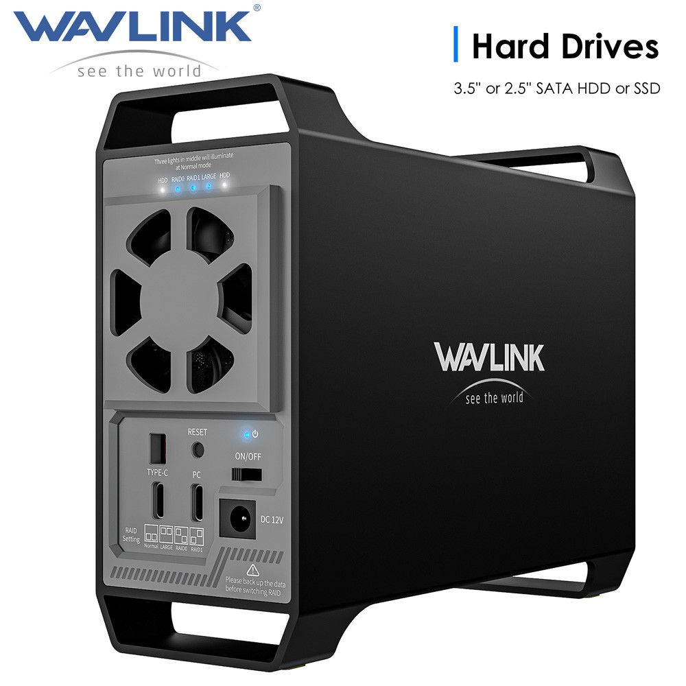 WAVLINK HDD/SSD HARD DISK DOCK 3.5"/2.5'' SATA 2 BAY DOCKING STATION RAID OPTION