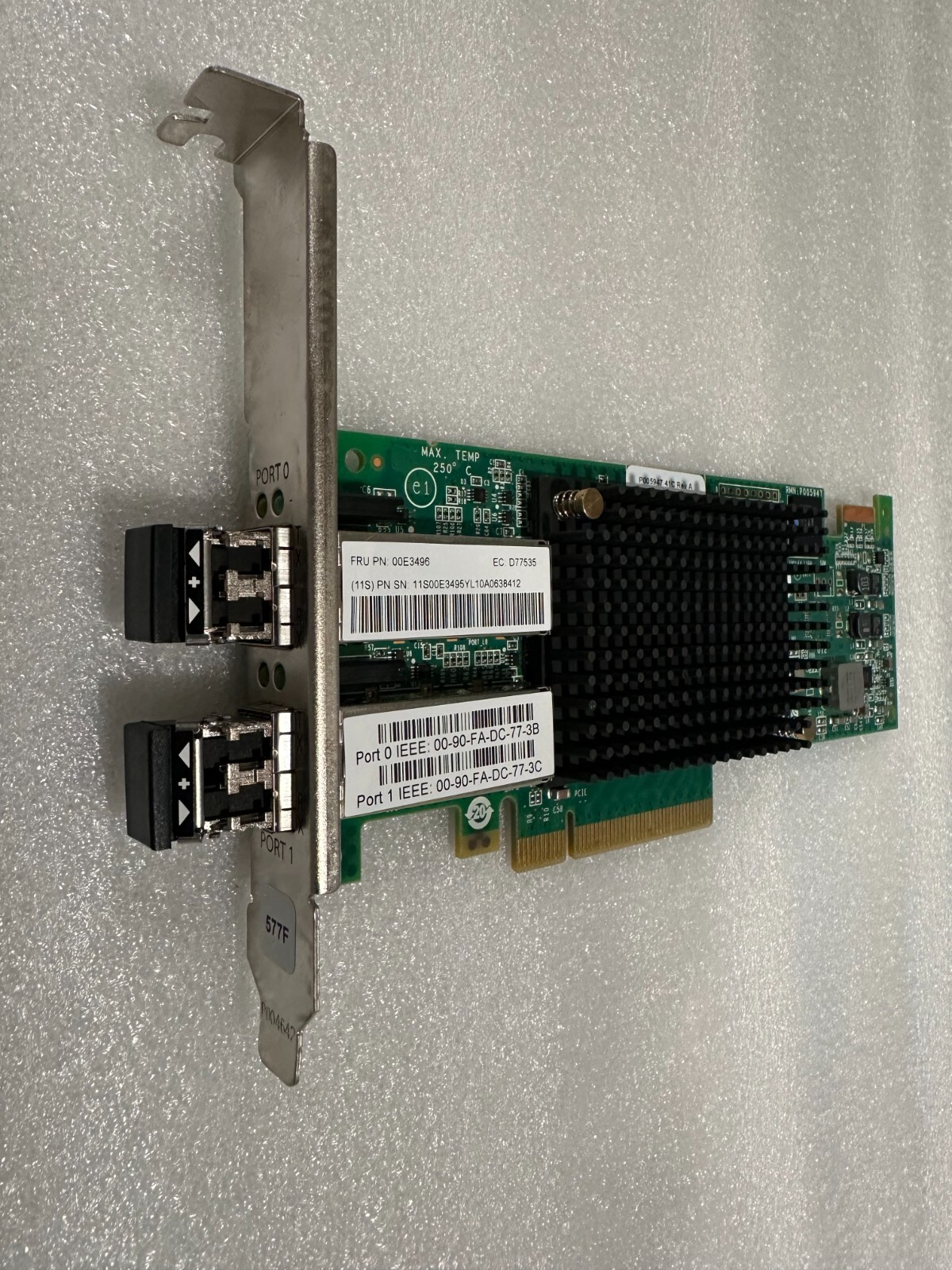 IBM Emulex 00E3496 Dual Port 16Gb Fibre Channel Network Adapter W/ 2x SFP Module