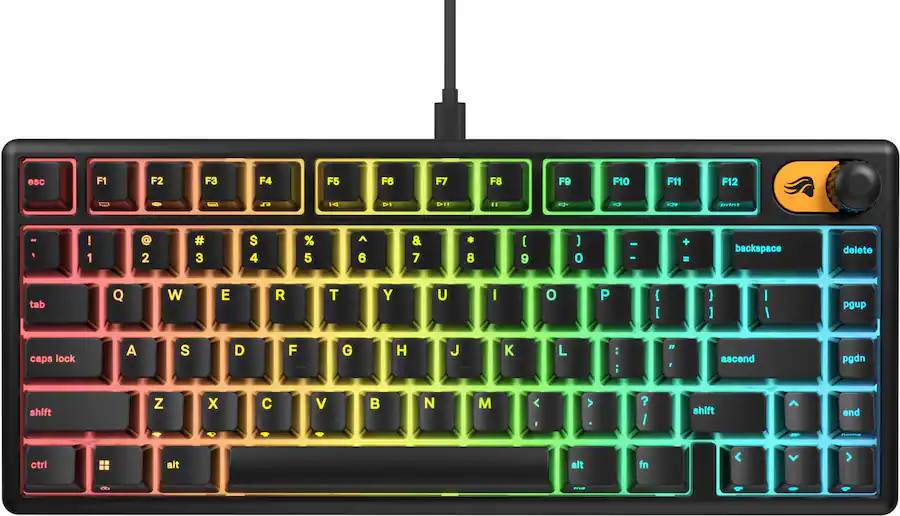 Glorious GMBK 75% Wired Membrane Gaming Keyboard Swappable MX Compatible VG READ