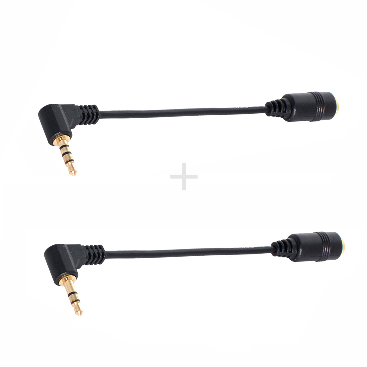 Cablecy  1Set 3/4 Poles Audio Stereo 90 Degree Angled 3.5mm Male to Female Cable