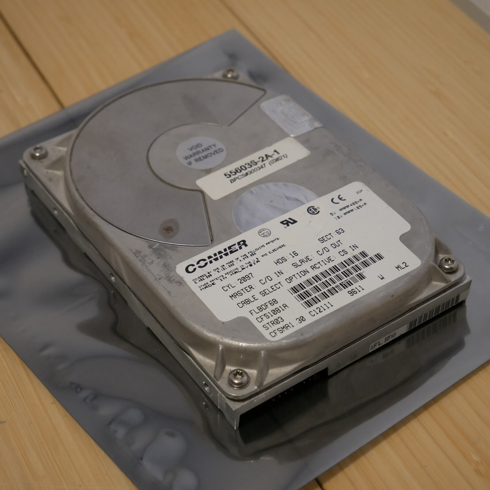 Vintage Conner CFS1081A1GB 4500 RPM IDE Hard Drive - Tested 01