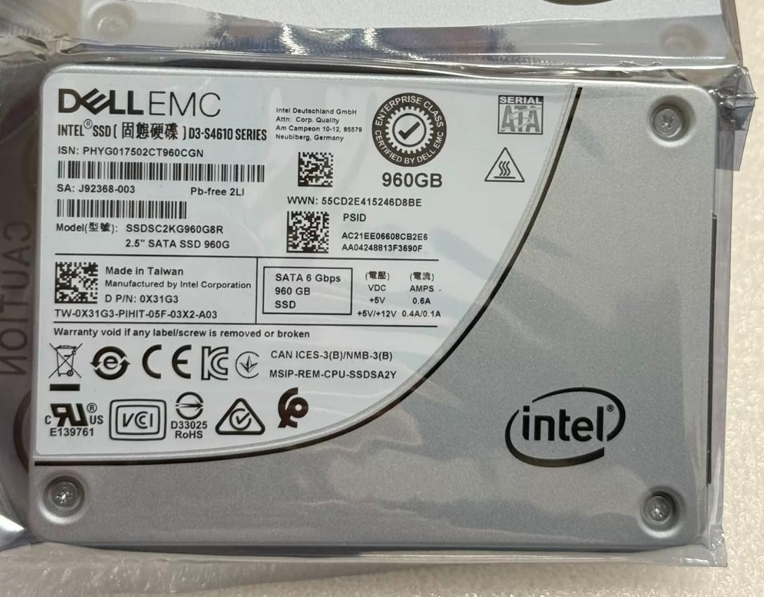 Intel S4610 960GB DELL SSD 2.5" SATA  6Gb/s SSDSC2KG960G8R