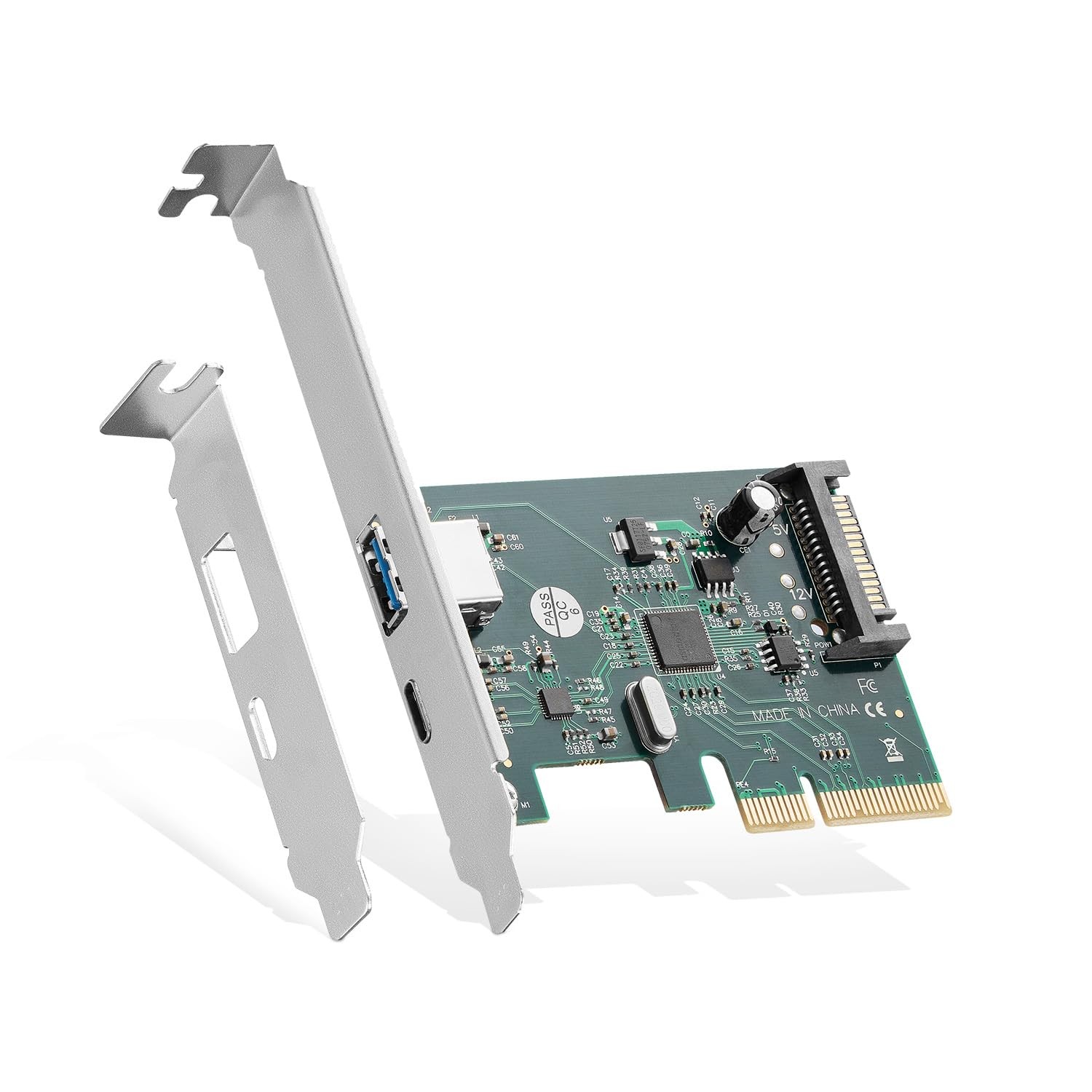 PCIE to USB 3.2 Gen2 10Gbps Expansion Card, 2 Port USB Type-A and Type-C Port...