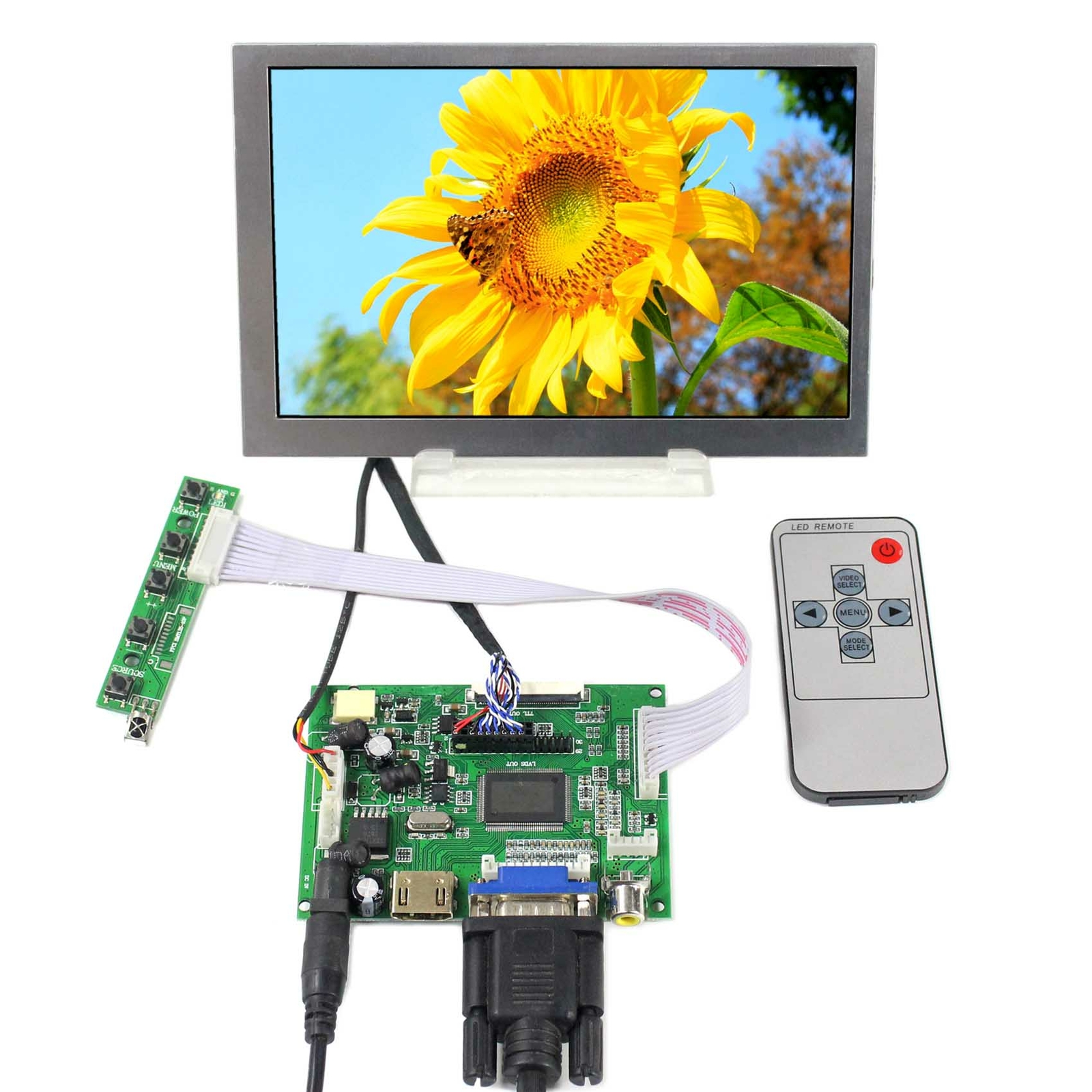 HD VGA 2AV LCD Controller Board  7" LCD Screen G070VW01 V0 800x480 400nit LCD