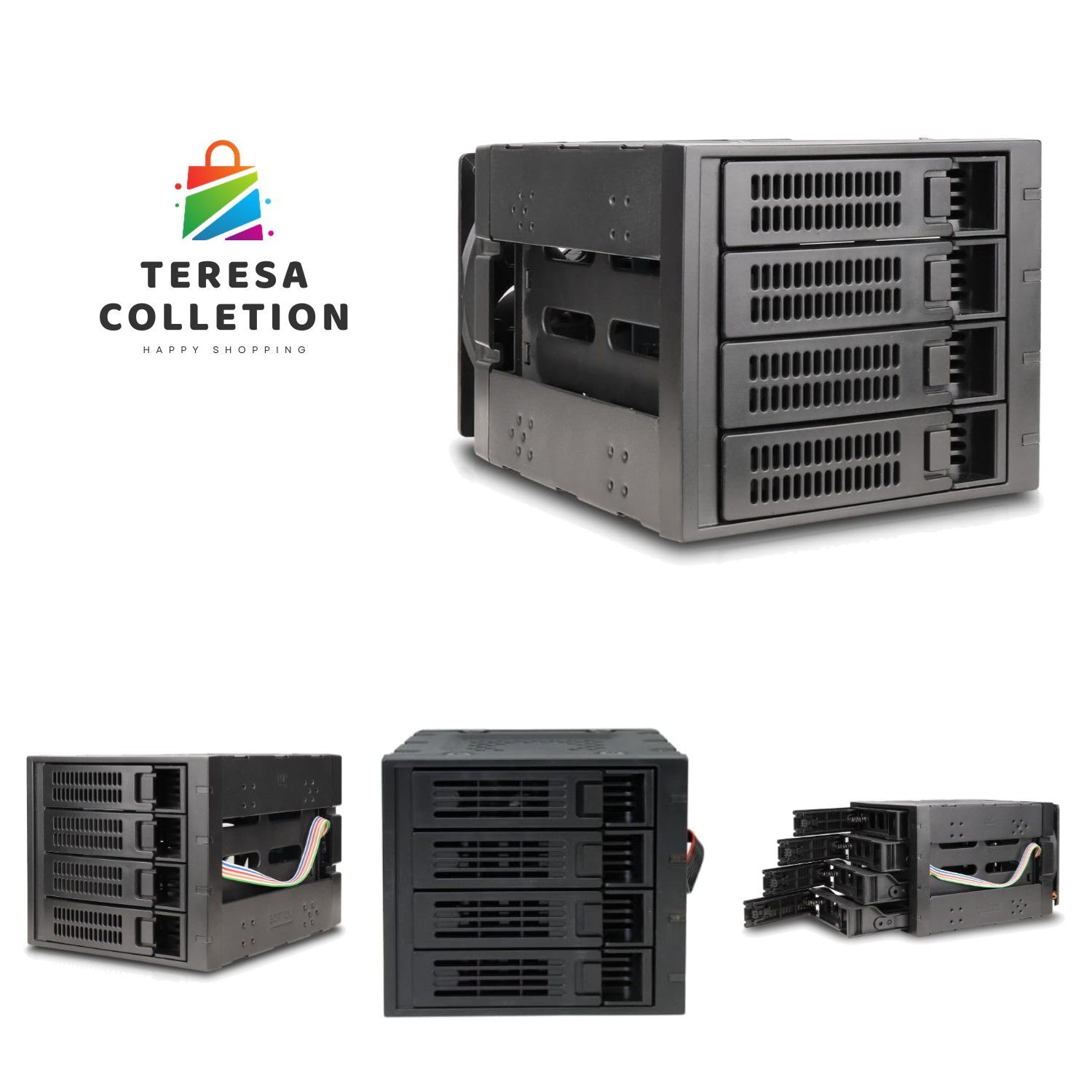 Versatile Black SATAIII/SAS Drive Cage - 3x5.25'' to 4x3.5'' with Exhaust Fan